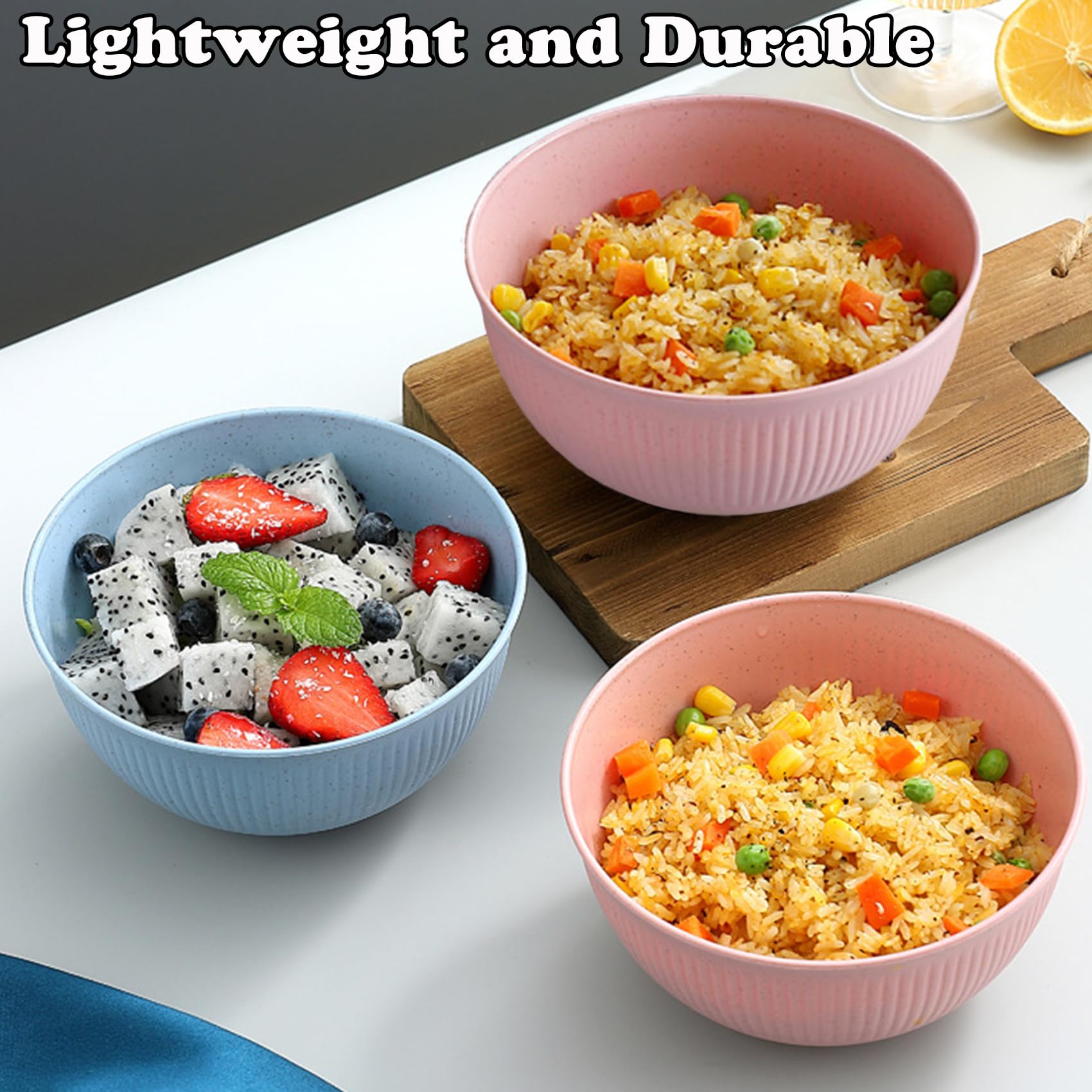 QHNTXQD Unbreakable Cereal Bowls, 24 OZ Lightweight Plastic Bowl Set of 4 - Image 4