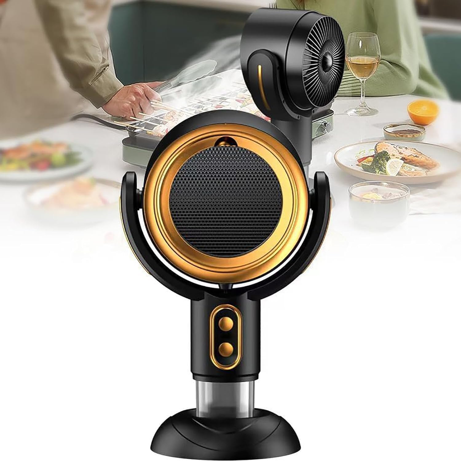 Mini Dunstabzugshaube, USB Aufladen Desktop Range Hood, mit Abnehmbarem und Waschbarem Ölspeichertank, 2 Gang Modus, 15° Winkel einstellbar, für Zuhause, Küche Hot Pot, Grill