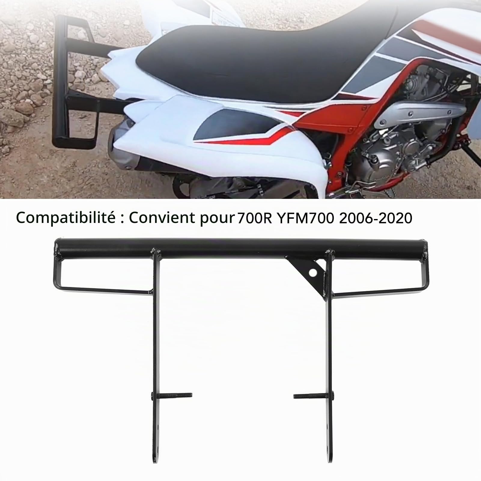 Barre d'appui de Pare-Chocs Arrière en Métal Noir pour Barre d'appui de sécurité de Siège pour 700R YFM700 2006-2020 de CFTGIW