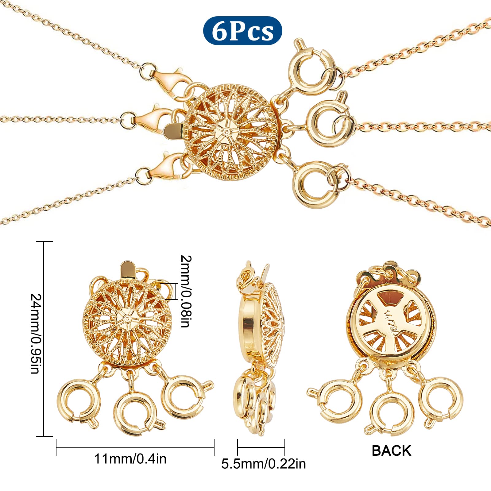 SUNNYCLUE Halsketten Verschlüsse Set - 6-teilig In Gold Für Mehrstrangige Ketten, Hummer-Feder Verschluss