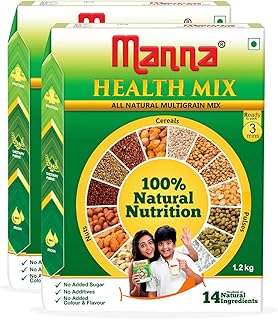Manna Health Mix, All Natural Kids Nutrition Drink, with 14 ingredients, Zero Sugar. 100% Natural Nutrition 2 Kg (Pack of 2)