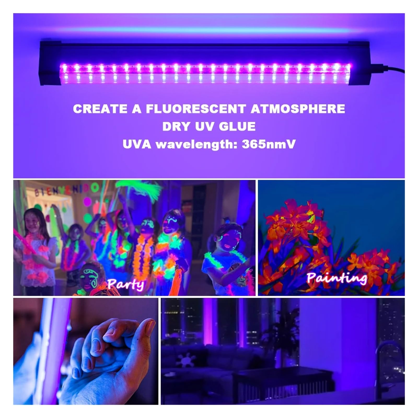 UV-Härtungslampe LED-Schwarzlicht T5 T8 USB UV-Lichtleiste 395 nm 400 Fluoreszierende Party-Disco-UV-Lampe T5-Röhre UV-Streifen(T8)