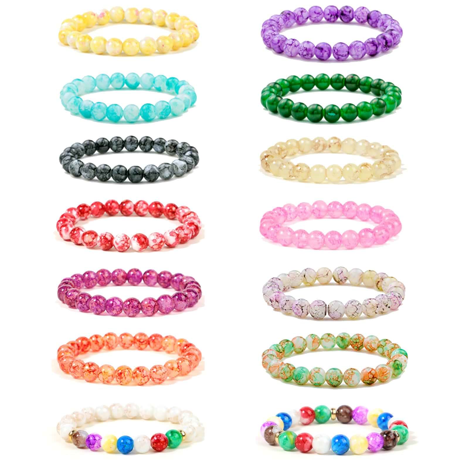 Gorgeoos 14Pcs Chakra Healing Beaded Bracelets 8mm Natural Stone Stretch Bracelet Set for Women Men