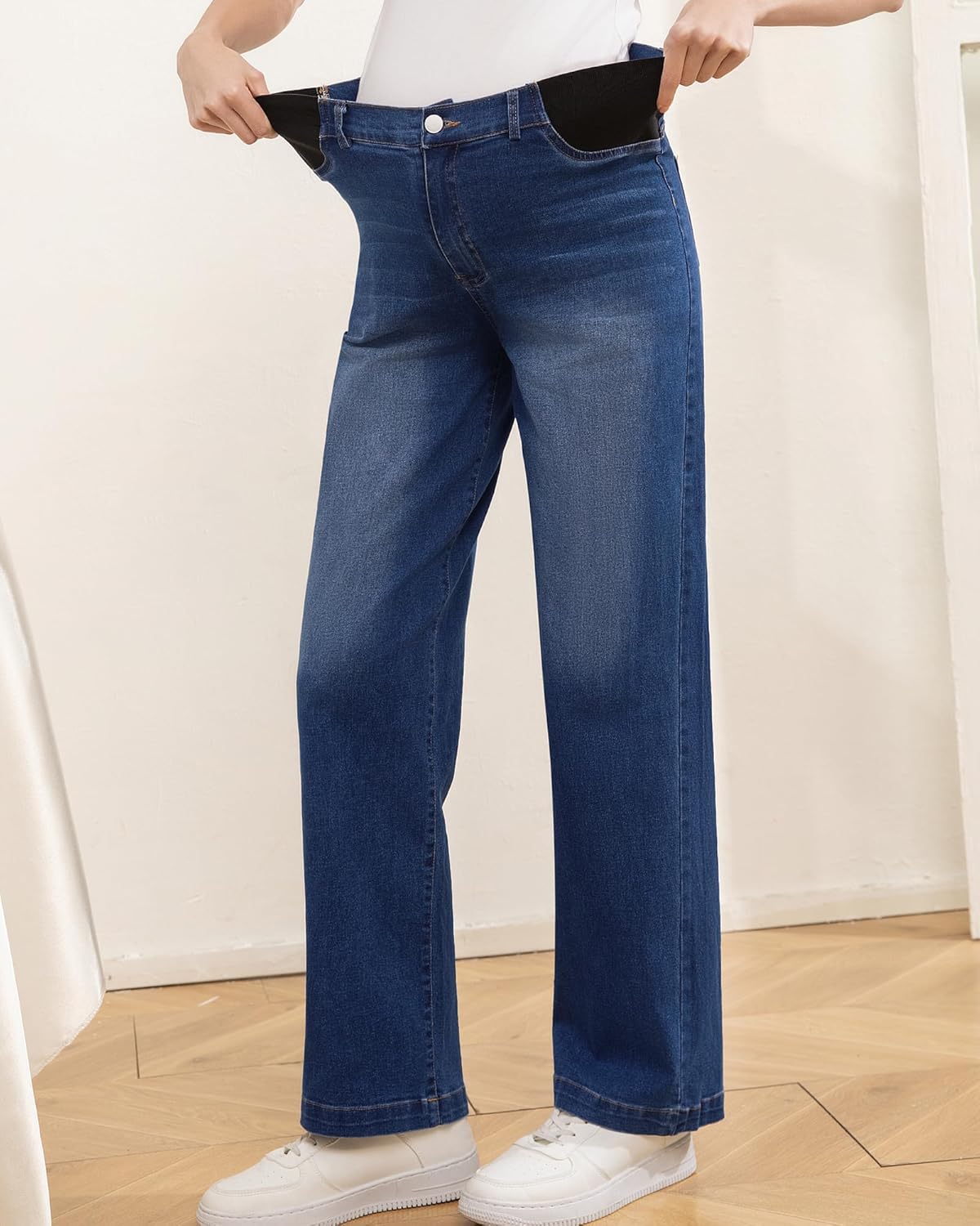 Women's Maternity Jeans Mid-Rise Straight Leg Relaxed Fit Denim Pants for Pregnancy and Postpartum - Image 3