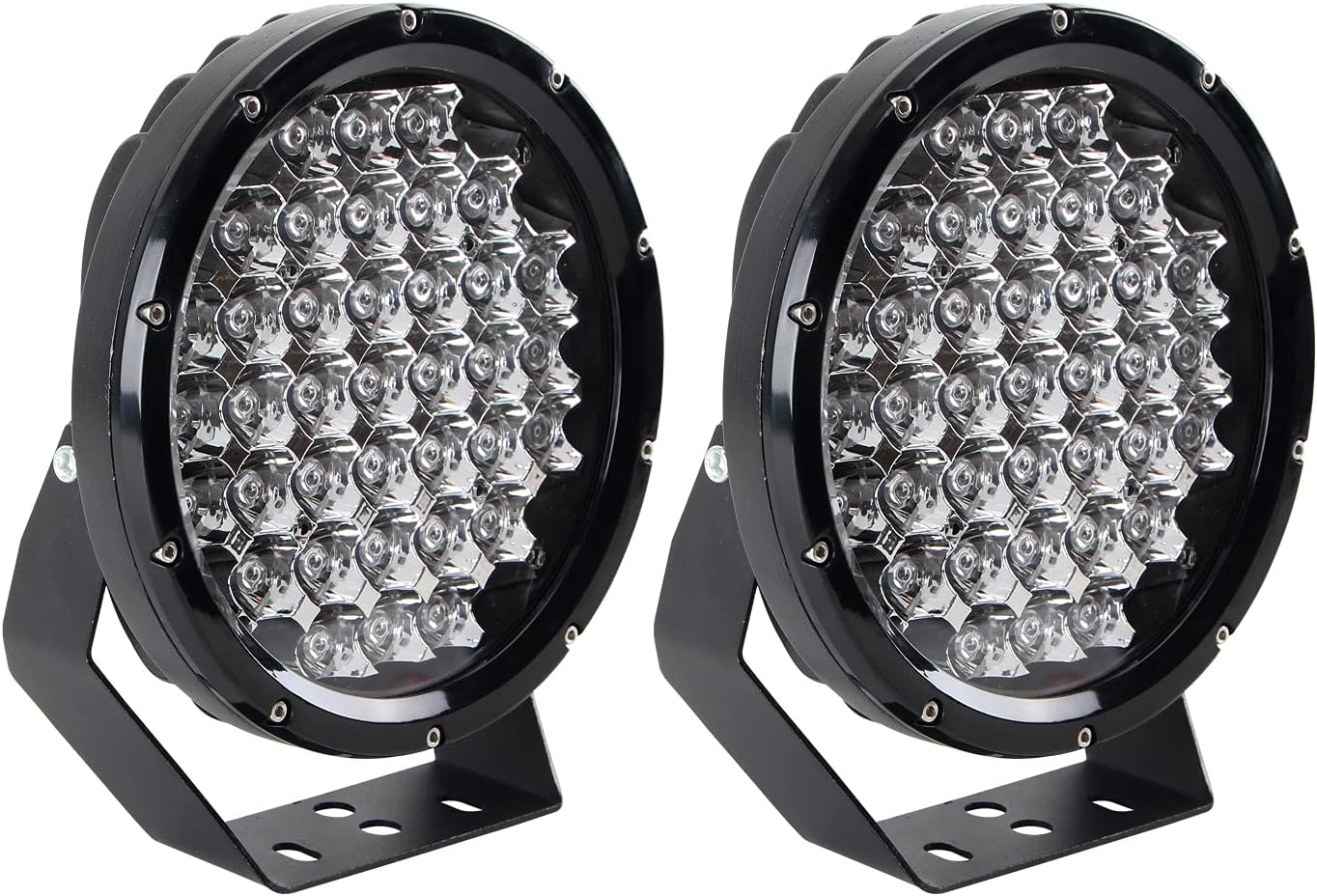 [2 Pack] 9 inch 185W CREE Round Front Bumper LED Light Bar Roof Driving Headlights LED Driving Fog Lights Work Lights Off Road Spot Lights for Truck, Car, ATV, SUV(Black)