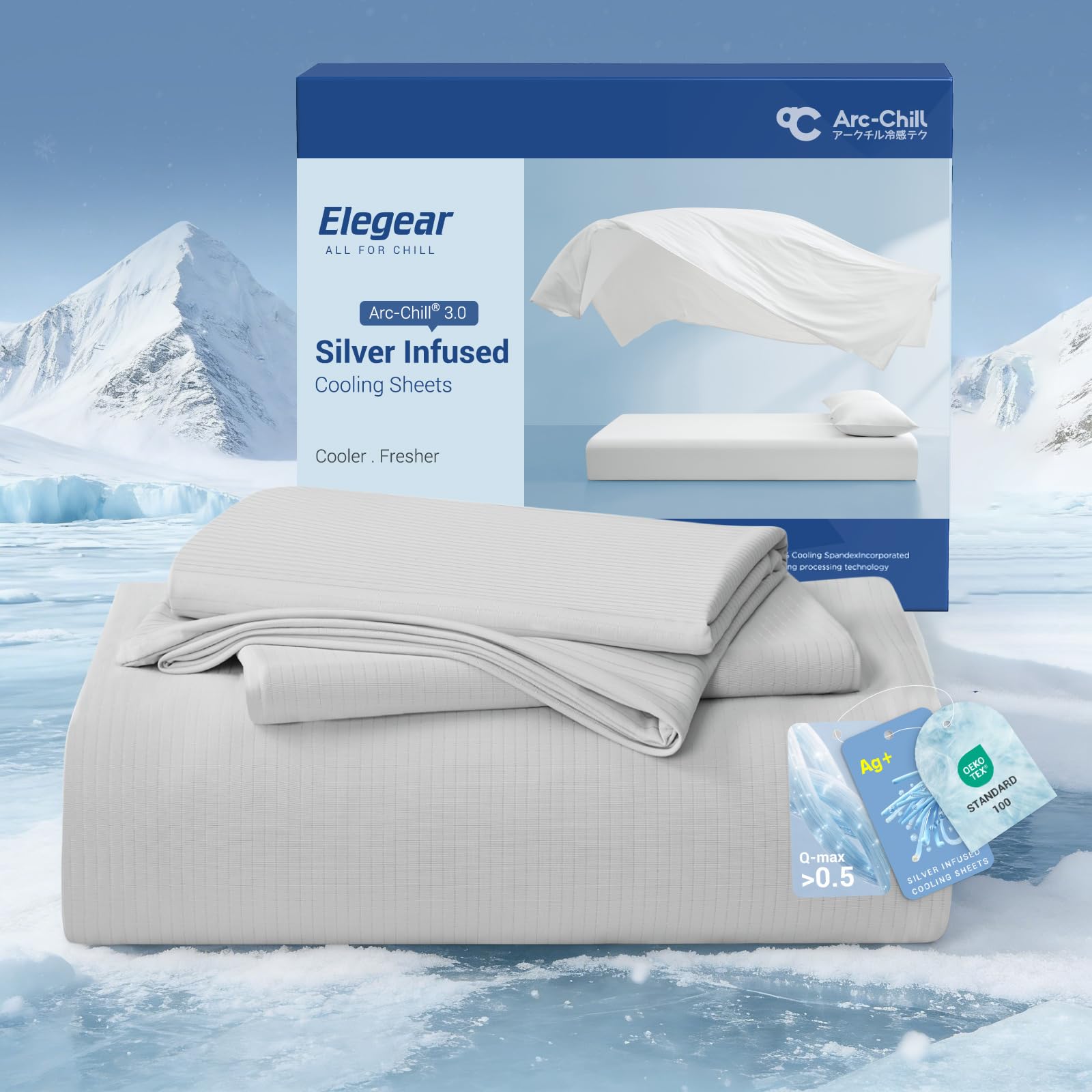 Photo 1 of Elegear Arc-Chill Cooling Sheet Set - King, 4-Piece