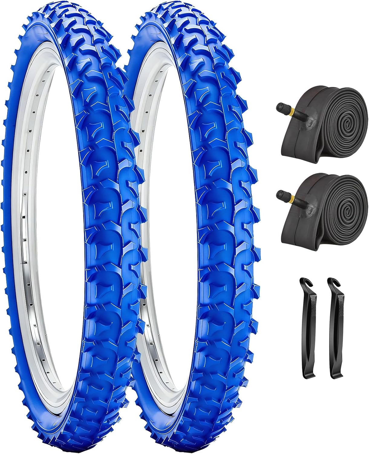 18X2.125 26X2.125 Color Mountain Bike Tires and Tubes Set with 32mm AV Inner Tubes