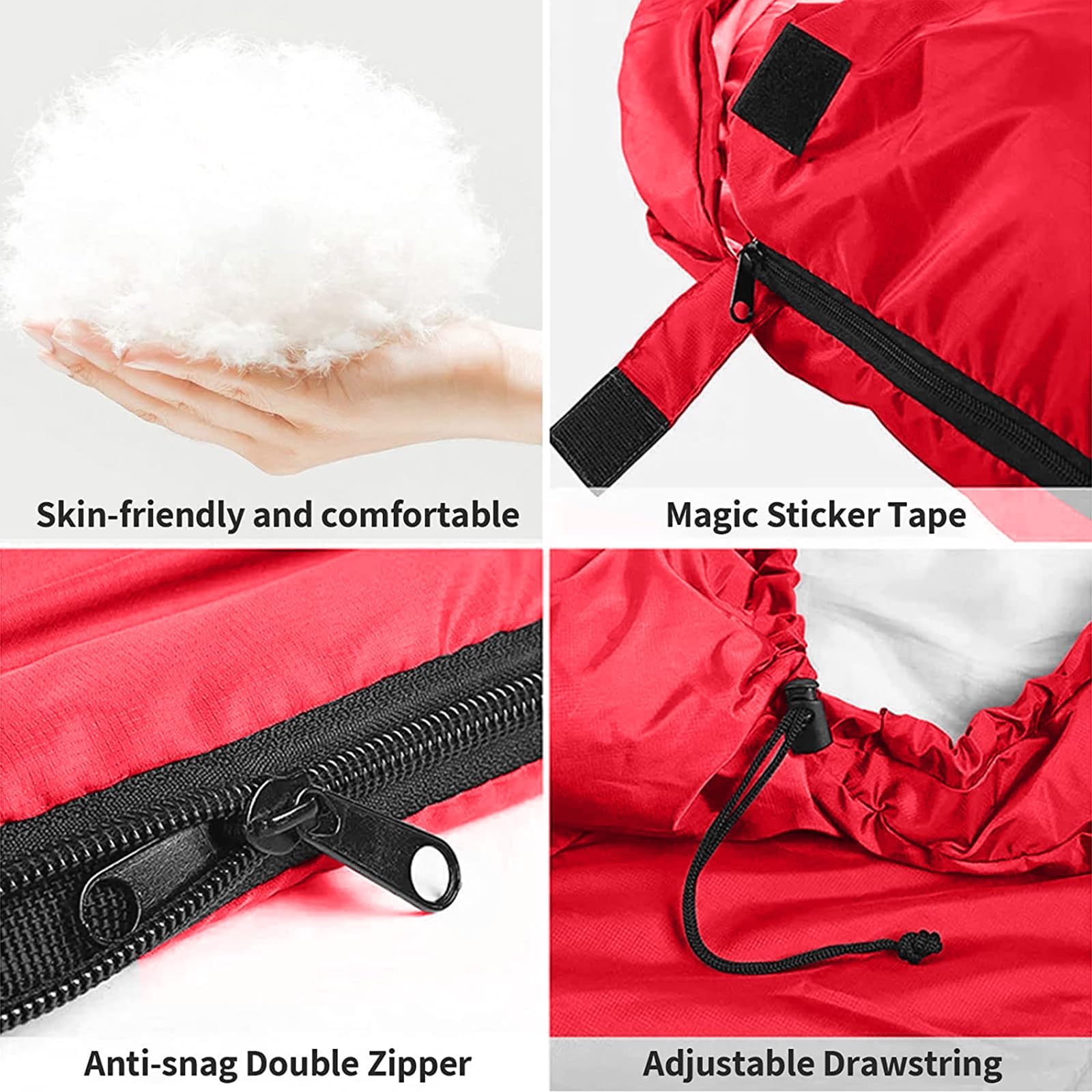 Umschlagschlafsack Für Erwachsene – 180x75 Cm, Mit Kapuze, Doppelseitiger Reißverschluss, Hohle Baumwollfüllung, Wasserdicht, Für Camping & Outdoor