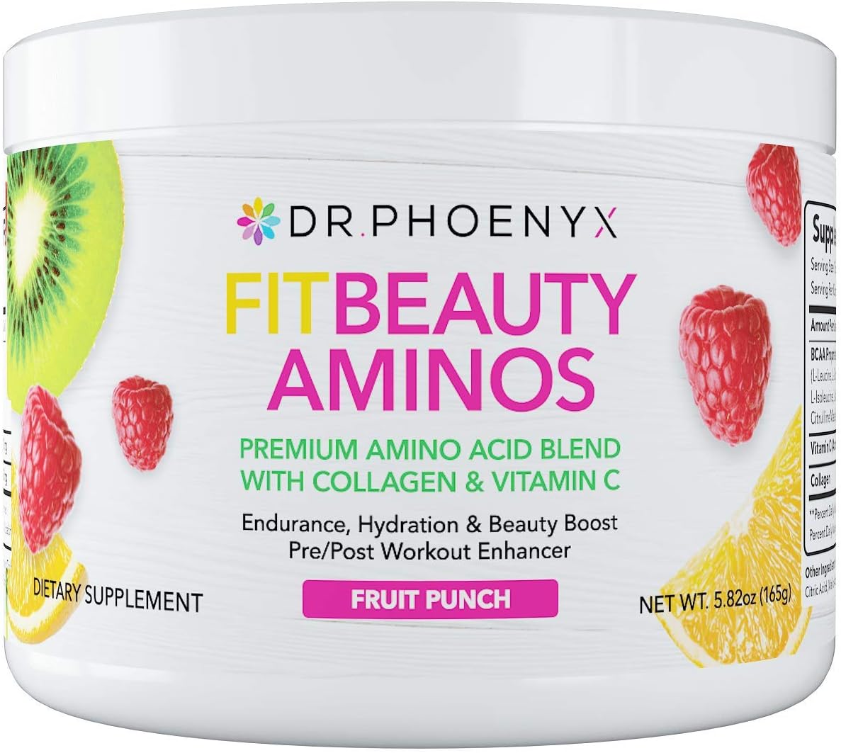 Dr. Phoenyx FitBeauty Amino Acid Blend with Collagen & Vitamin C - Hydration Boost, Healthy Metabolism, Healthy Skin - Keto Friendly Drink Mix - Fruit Punch, 30 Servings