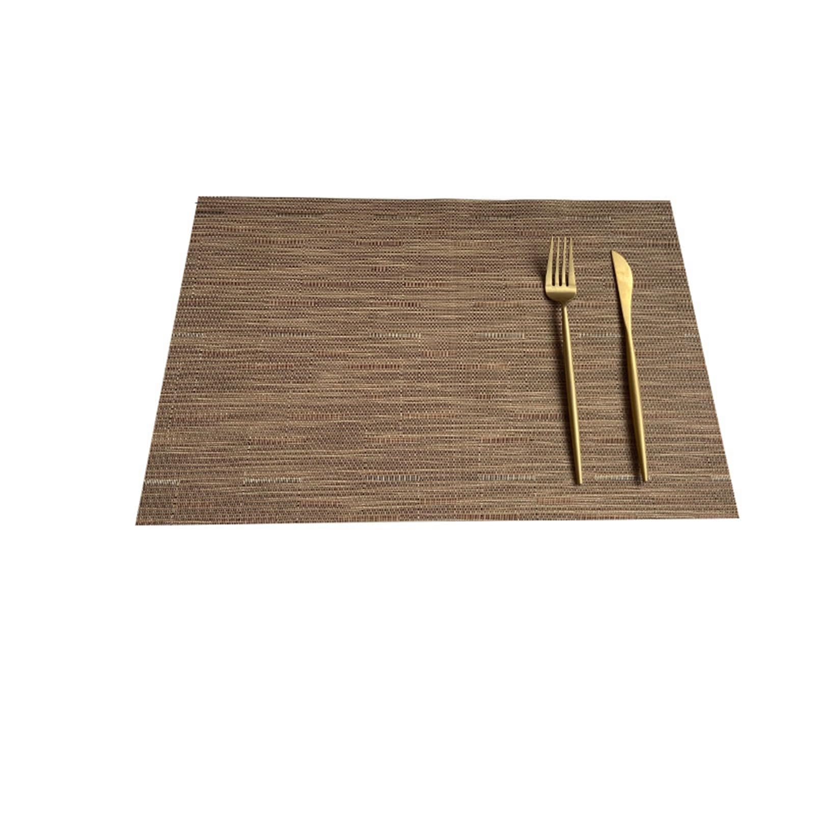 KnSam Juego de 6 manteles individuales navideños naturales cuadrados, manteles individuales de PVC, diseño de rayas horizontales, lavables, color caqui, para restaurante, mesa de comedor, 30 x 45 cm