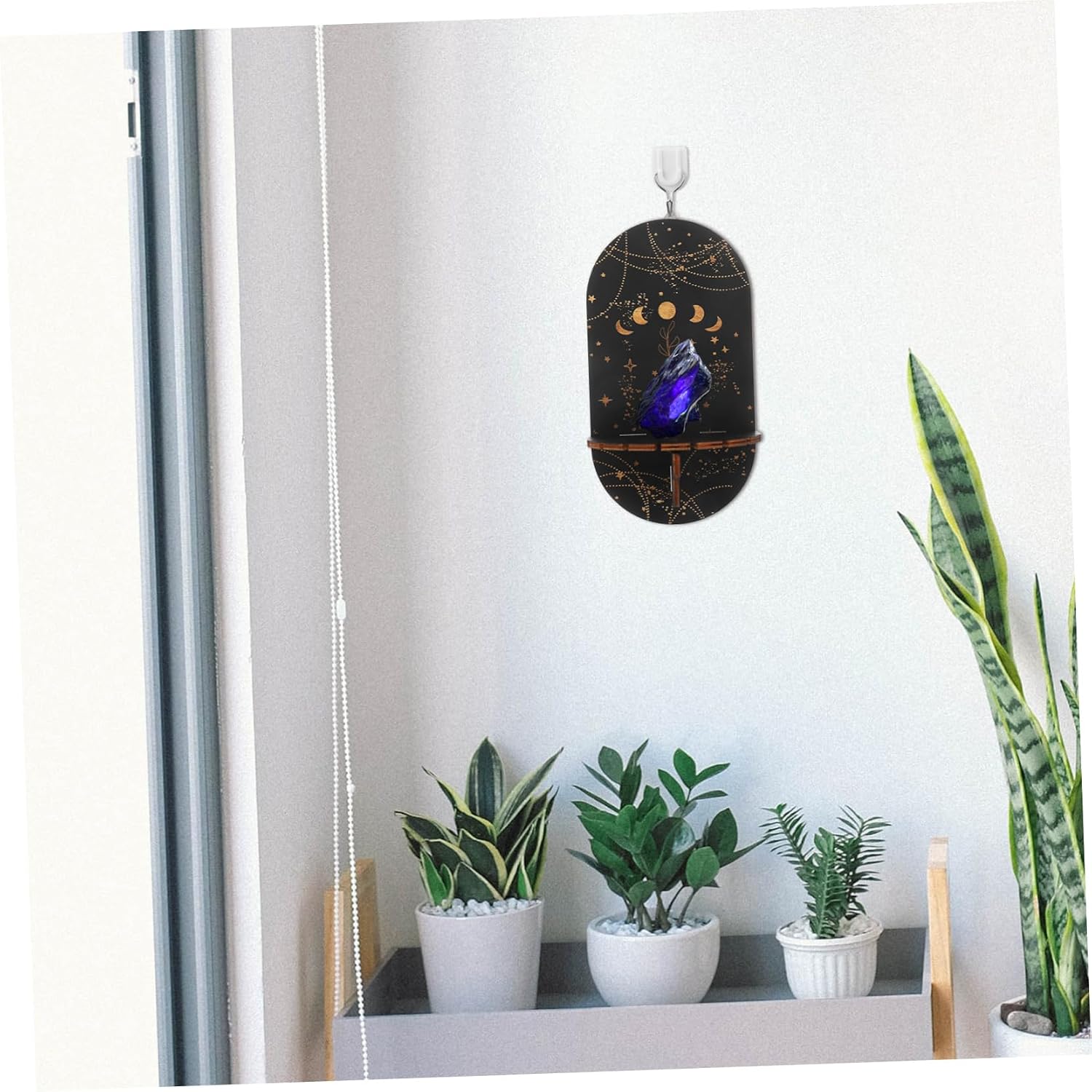 ABOOFAN Wooden Crystal Display Wall Shelf, Moon Phases Style, 2pcs Set