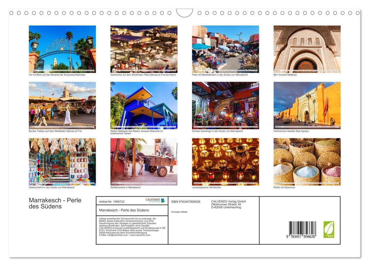 Marrakesch - Perle des Südens (Wandkalender 2026 DIN A3 quer), CALVENDO Monatskalender: Szenen aus der Altstadt Marrakeschs