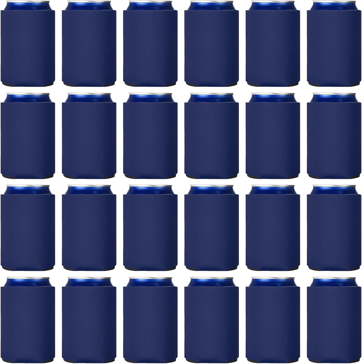 CHENGU 80 Pieces Can Coolers Soft Insulated Soda Cover Coolies Blank Can Covers Collapsible Can Cooler Sleeves Plain Can Sleeves for Soda Beverage DIY Customizable Weddings Party(Navy Blue)