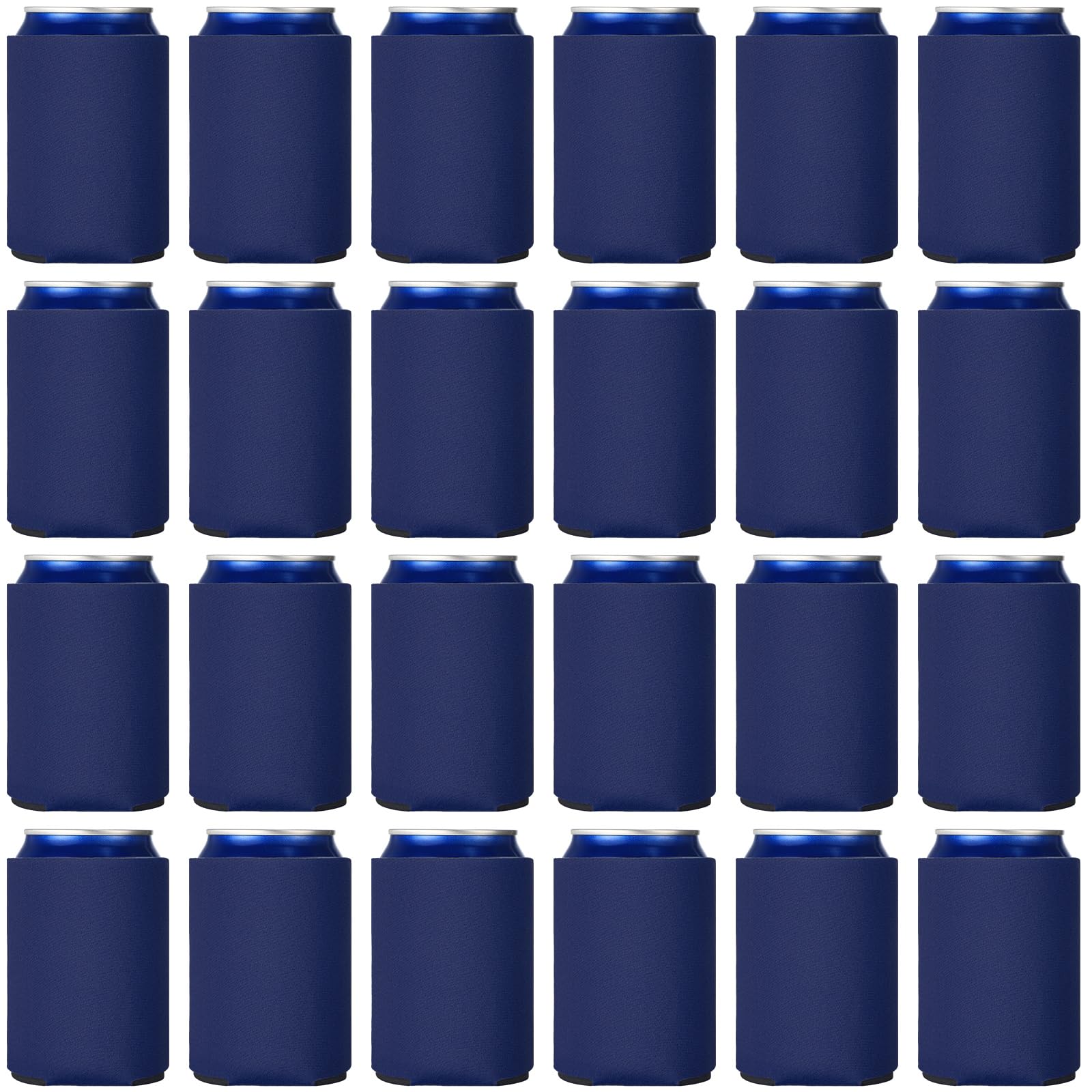 CHENGU 80 Pieces Can Coolers Soft Insulated Soda Cover Coolies Blank Can Covers Collapsible Can Cooler Sleeves Plain Can Sleeves for Soda Beverage DIY Customizable Weddings Party(Navy Blue)