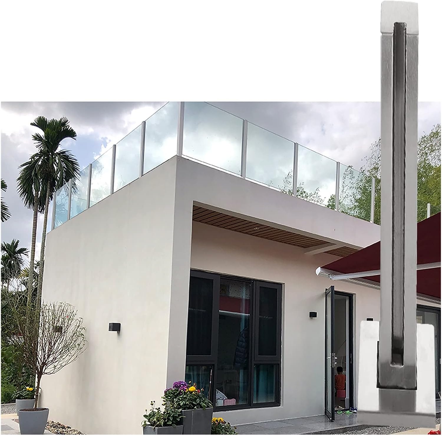 Amazon.com : Courtyard Patio Stainless Steel Glass Railing Post Floor ...