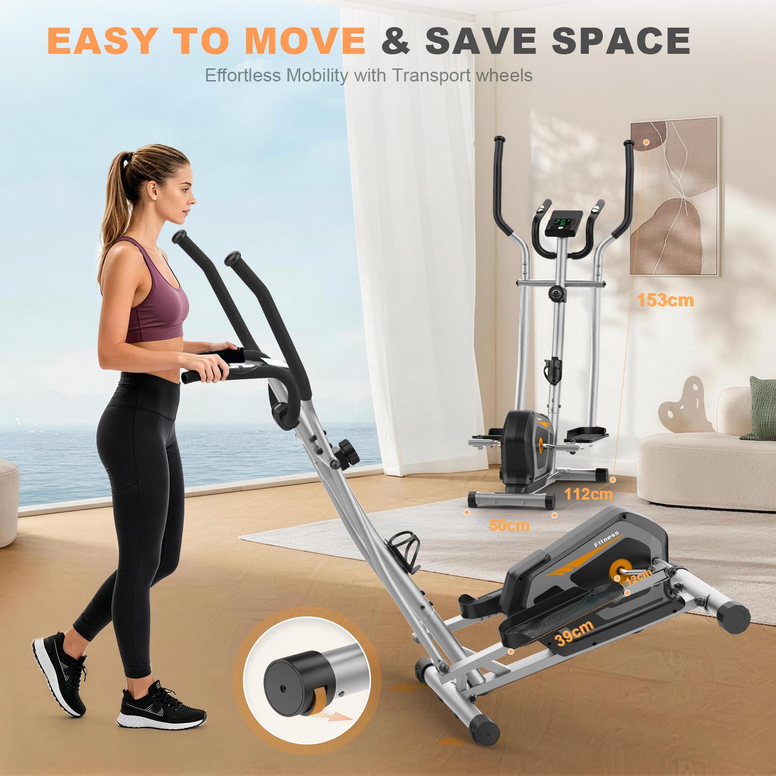 Ellittica da Casa, Ellittica Professionale con 16 Livelli di resistenza, Sensore di pulsazioni,Monitor LCD, Attrezzi Palestra Casa Magnetica con Bluetooth e App, Ellittiche per fitness e sport