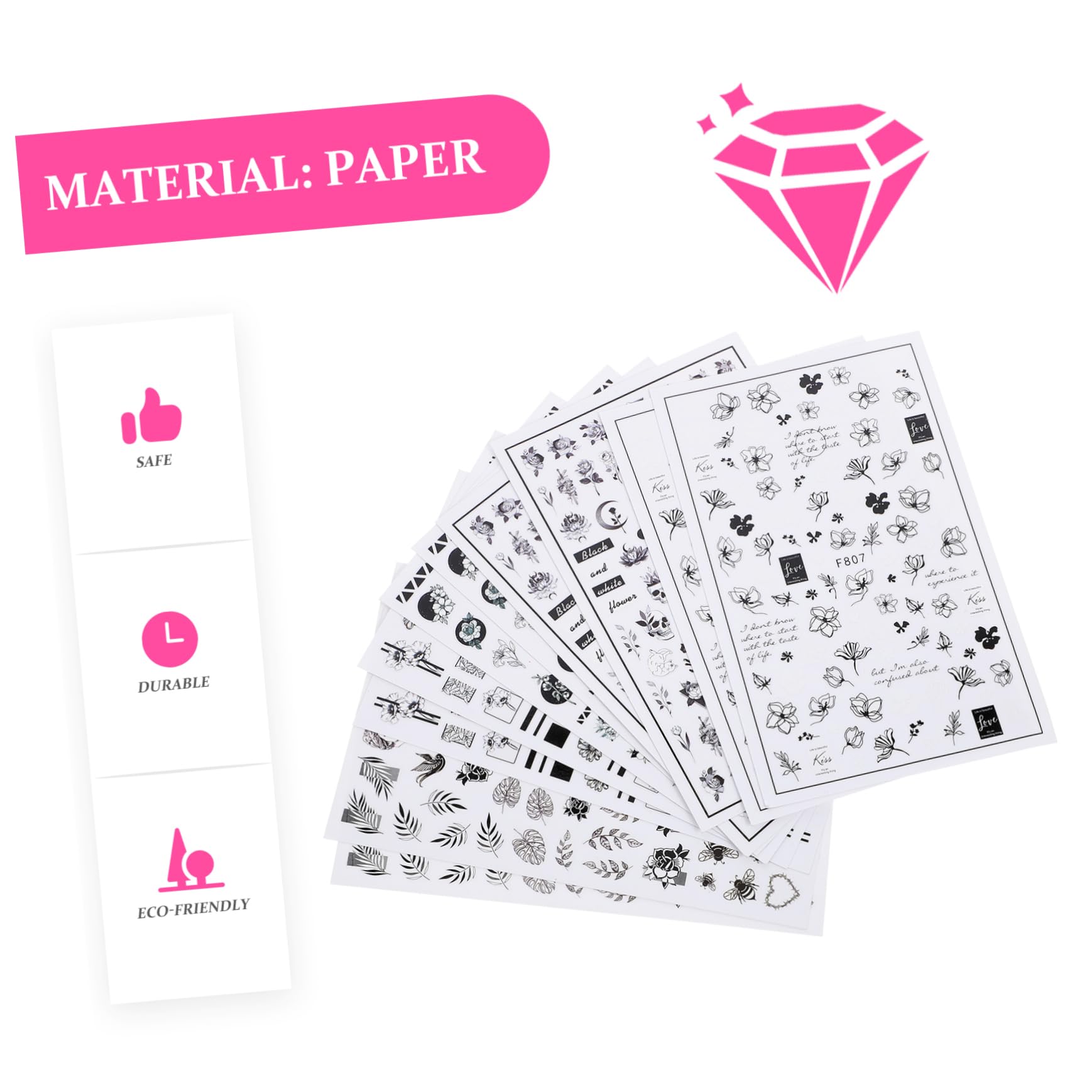 minkissy 50hojas Pegatinas Autoadhesivas De Flores Para Uñas De Calcomanías De Arte De Uñas Diseño De Flores y Corazones Decoración Creativa Para Manicura y