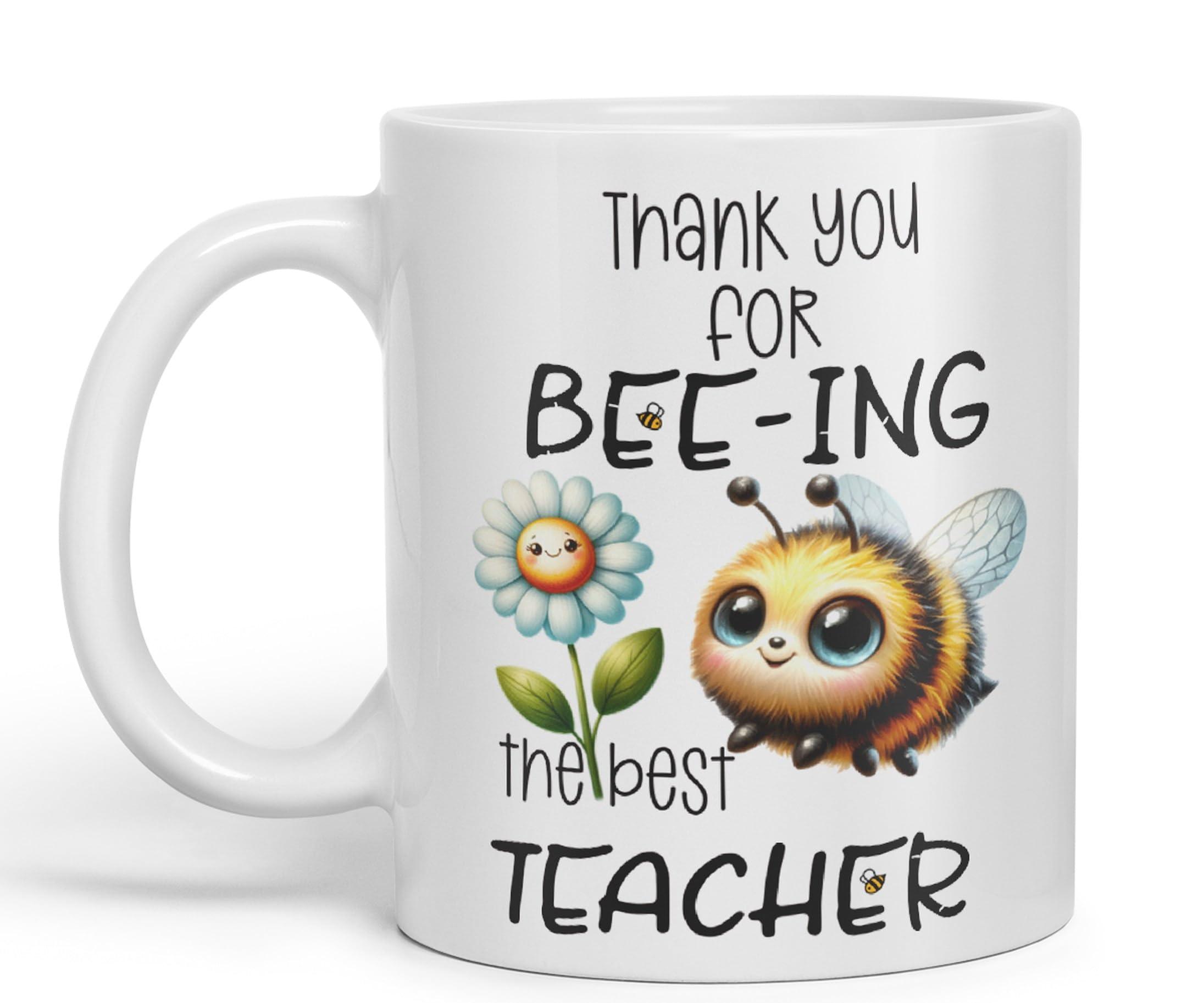 Vixar Teacher Thank You for Bee-ing the Best Teacher Ceramic Coloured Mug Cup for Tea Coffee Hot Brew 330ml 11Oz (White)