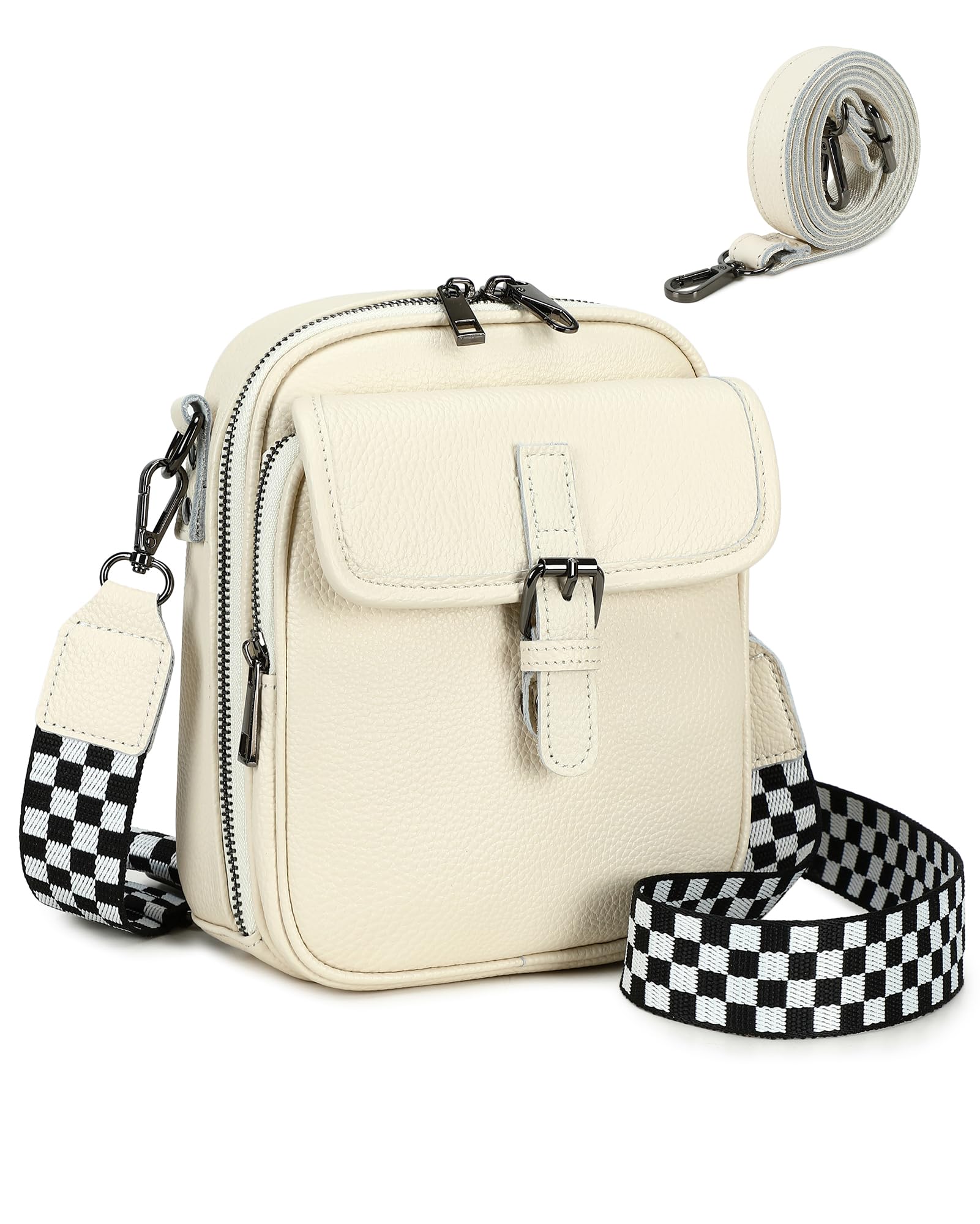 Genuine Leather Crossbody Bags for Women RFID Blocking Anti Theft Phone Purse Small Shoulder Bag with Wide Strap