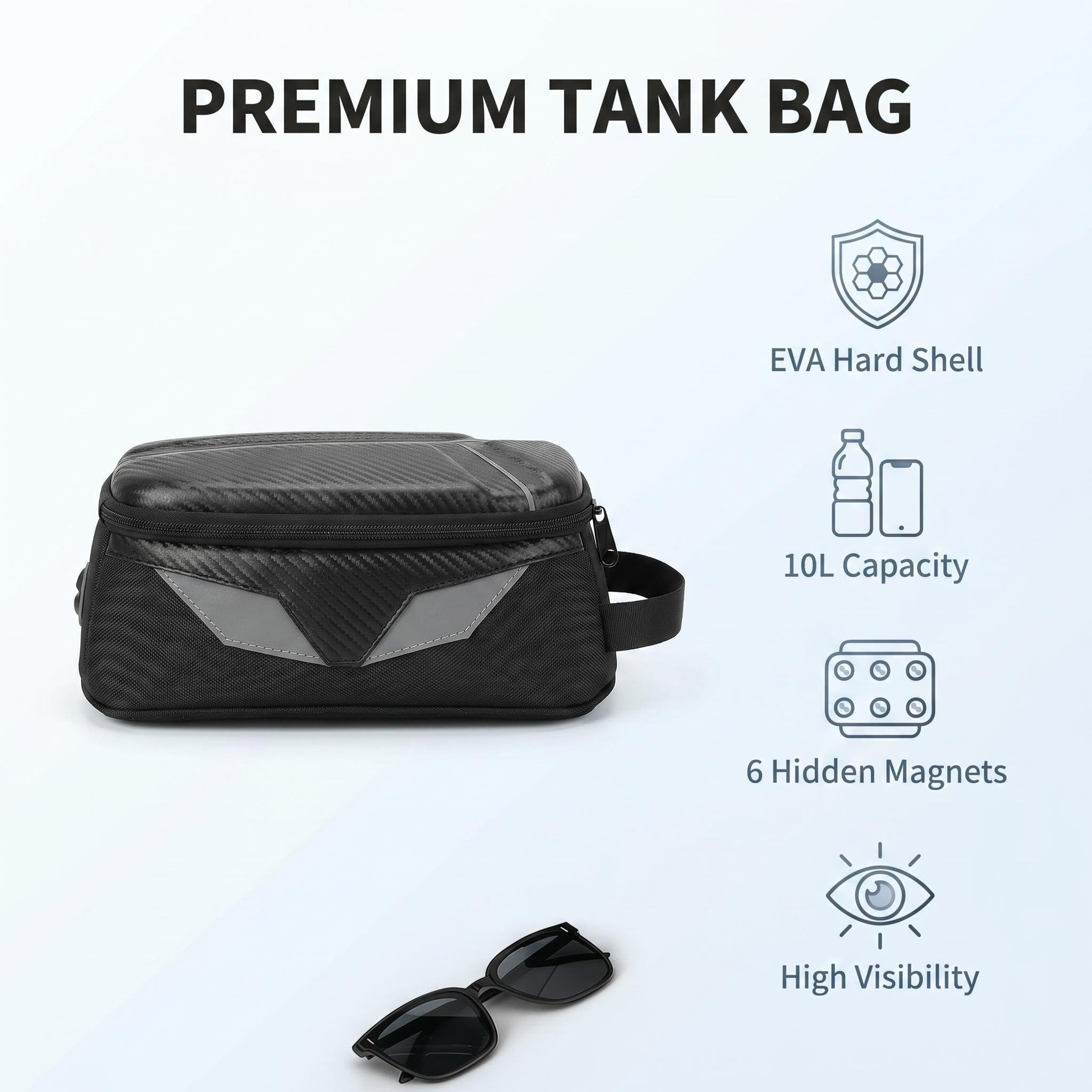 Motorrad-Tanktasche, universal, wasserdicht, Oxford-Gewebe mit, wasserdicht, universell für Motorräder, einzigartiges Styling mit gut sichtbaren reflektierenden Streifen