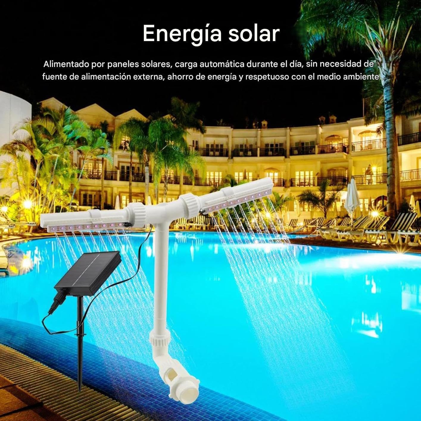 Fontana Solare per Piscina Spruzzatore Cascata con Telecomando