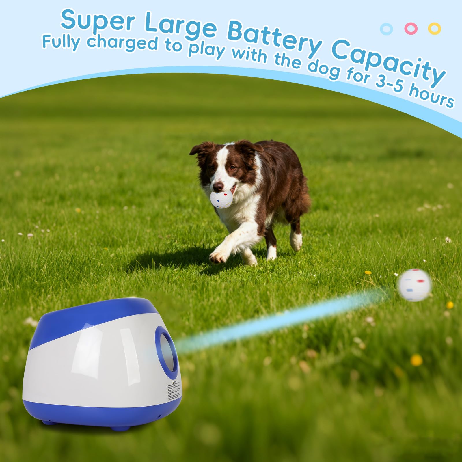 FAHKNS Automatic Ball Launcher for Large Dogs: 40/60/80FT Distance Dog Ball Thrower with Remote Control, 3 Adjustable Distances & Random Mode, 8 Pack 2.5" E-TPU Balls Included - image 6