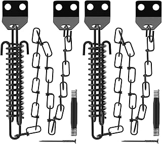 Screen Door Chain Storm Door Chain - 2 Pack Safety Door Chain and Spring for Stop Front Screen Door Opening Prevent Storm Damage, Heavy Duty Security Lock Storm Wind Door Stopper Chain