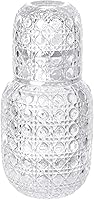 Vista 11 de Sizikato Juego de jarra de agua de noche con vaso de cristal de 15 oz, de vidrio transparente con relieve de rosa.