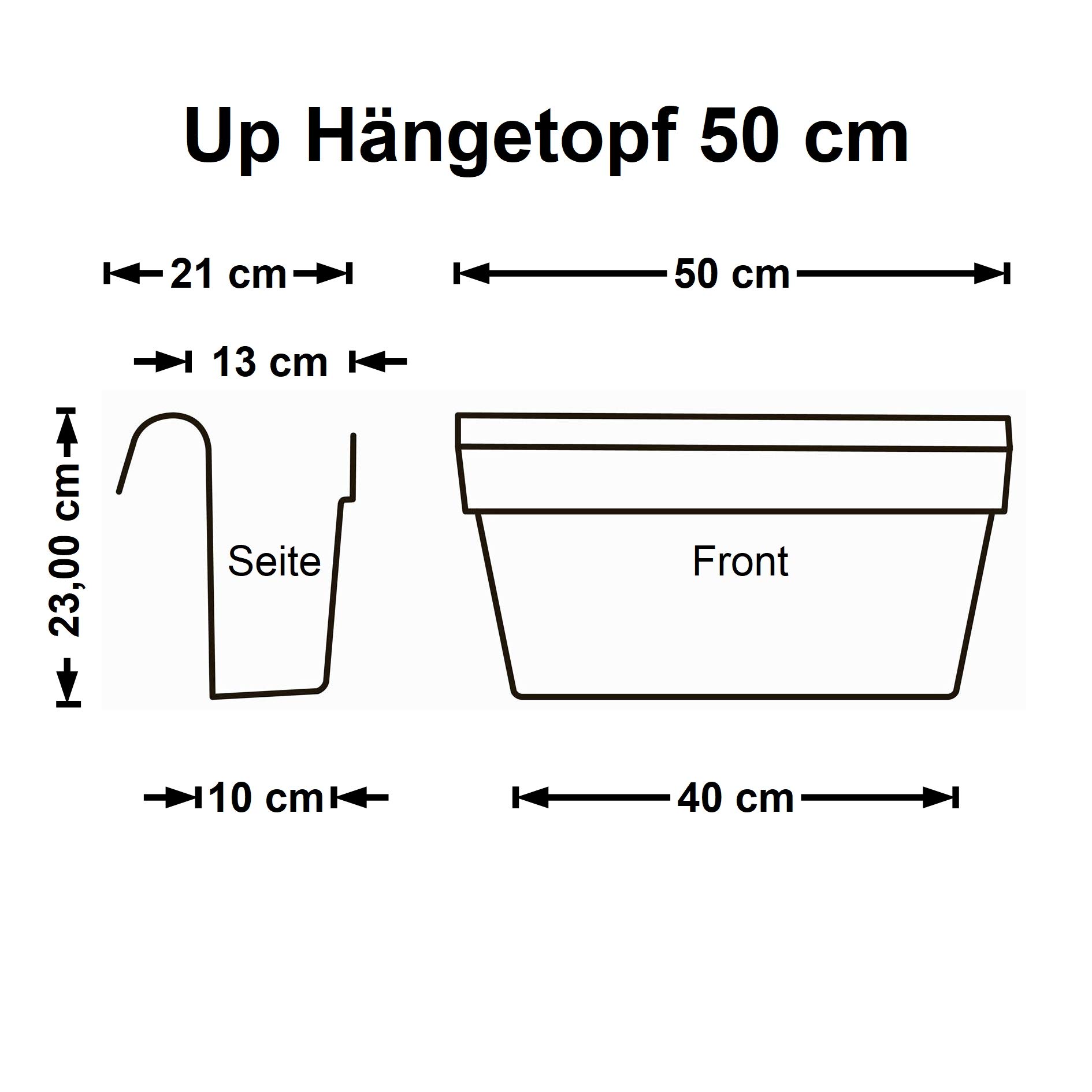 Euro3plast Hängetopf Up – Rot, 50 Cm Breit, 9 Liter Volumen, Frostfest