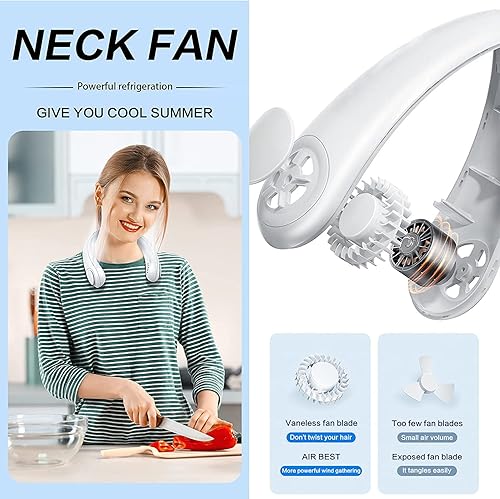 Miniatura 2 de Ventilador portátil para el cuello ventiladores personales recargables ventilador portátil de refrigeración de bajo ruido 3 velocidades ventilador