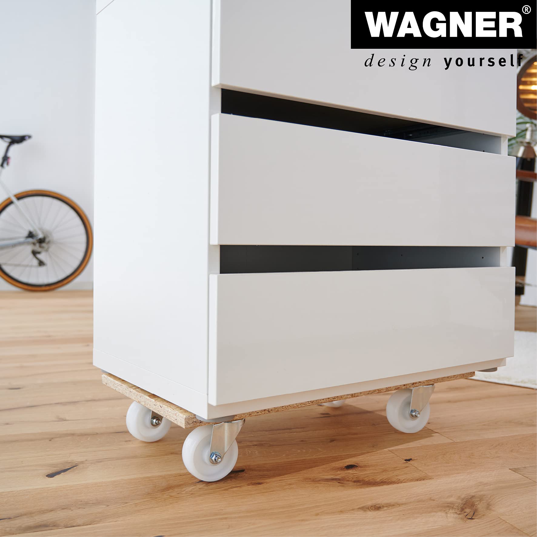 WAGNER Carrello da trasporto MM 1141 I 57,5 x 30 cm I ruote di trasporto soft a scorrimento facile per protezione del pavimento - per carichi pesanti I portata 250 kg - 20114101