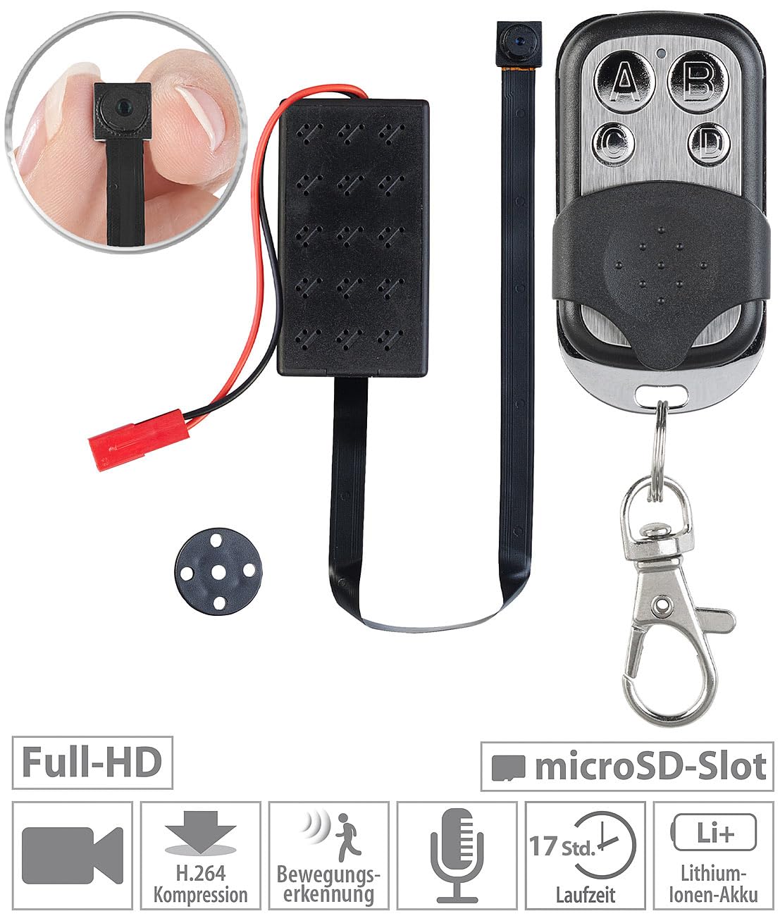 Somikon Micro caméra HD sans Fil DV-281.Mini avec capteur de Mouvement et télécommande