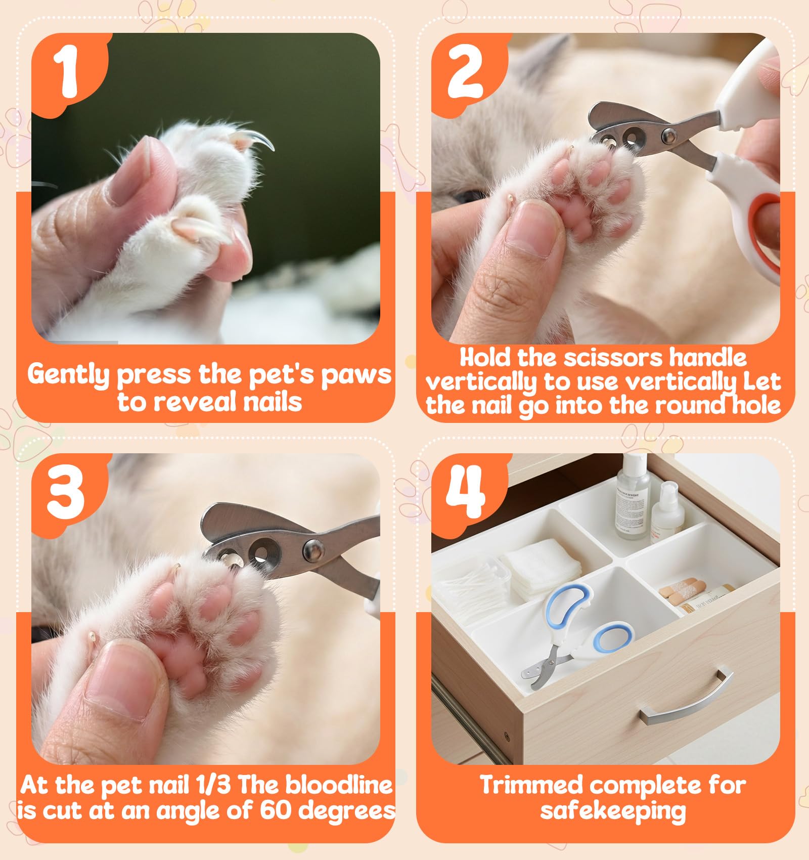 2Pcs Pet Nail Clippers, Dog Cat Nail Clipper with Guard for Cats Small Dogs Animal Claws Trimmer Ideal for Bearded Dragon Cats Rabbit, Non-slip Handle & Stainless Steel Blades, Safe & Easy to Use - image 8