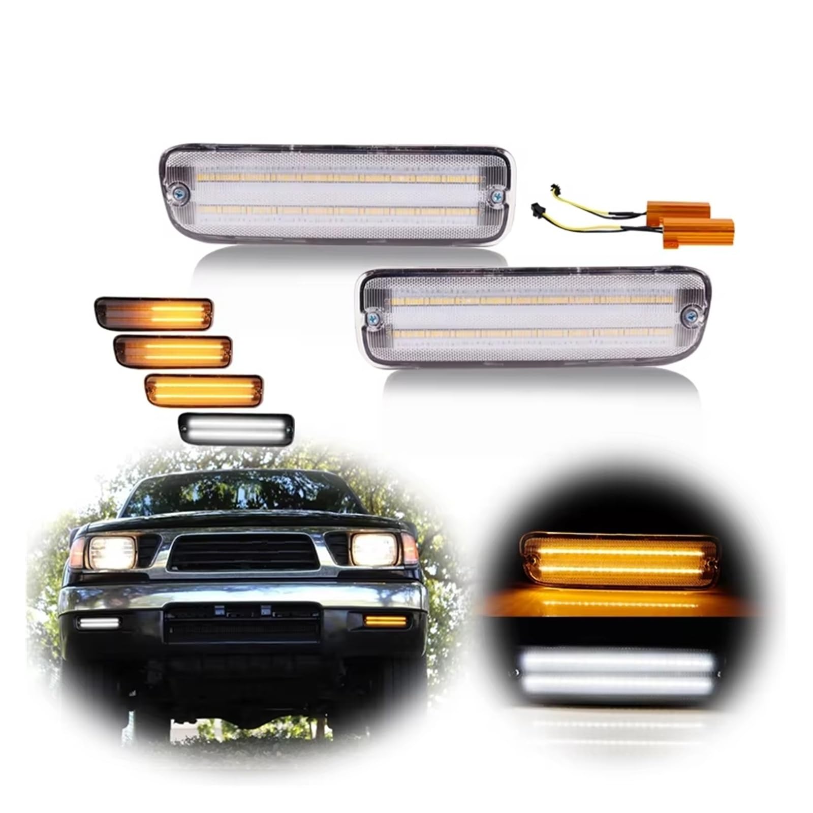 Indicatore Laterale Per Toyota Per Tacoma 1995-2000 Dinamico Ambra LED Bianco Paraurti Anteriore Indicatori Direzione Luci Parcheggio Luce Guida Indicatore Direzione Auto