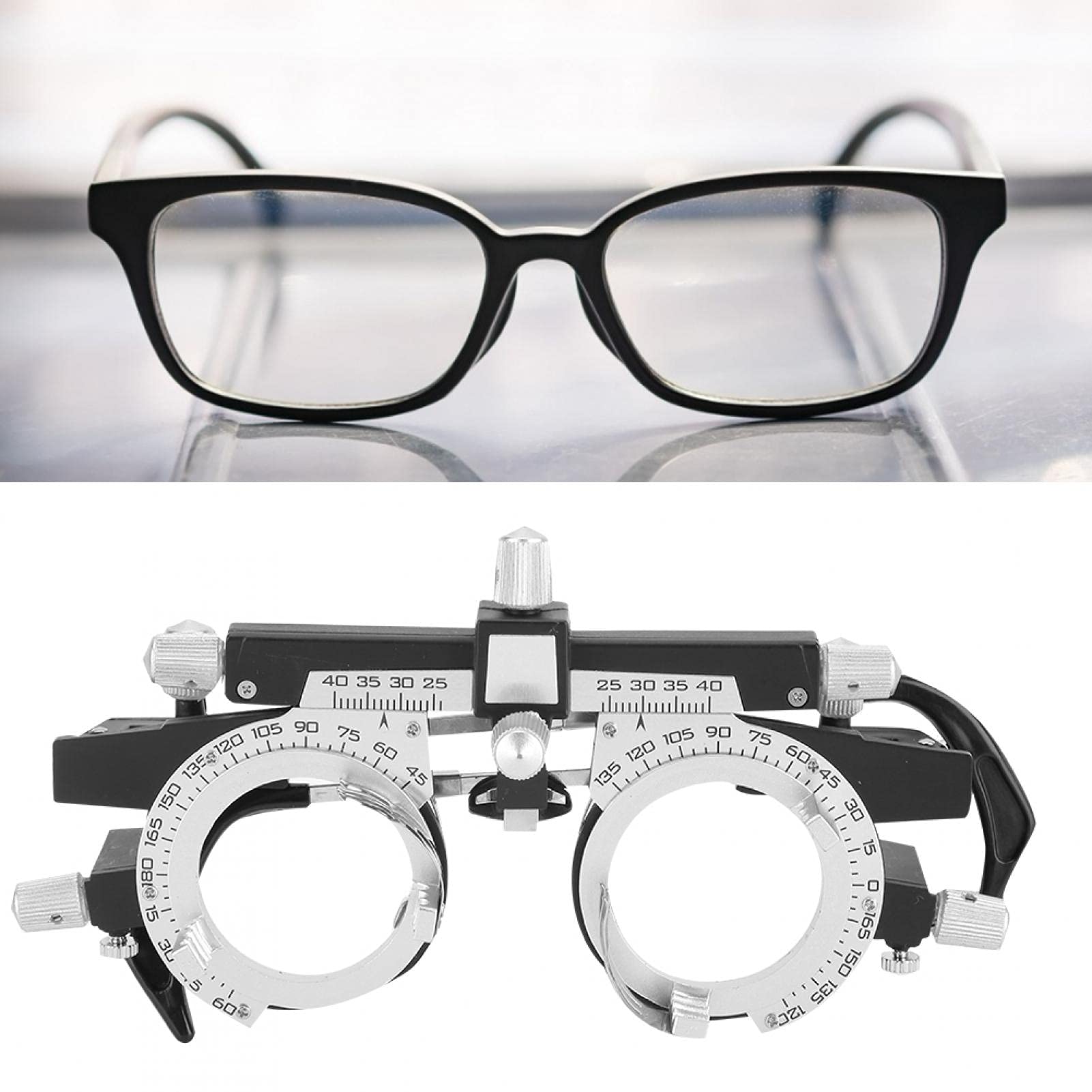 Marco de optometría para gafas, marco de lente de prueba óptico ajustable profesional Optometría Gafas para ópticos Herramienta de prueba de anteojos Distancia de la pupila 48-80 mm para examen de agu