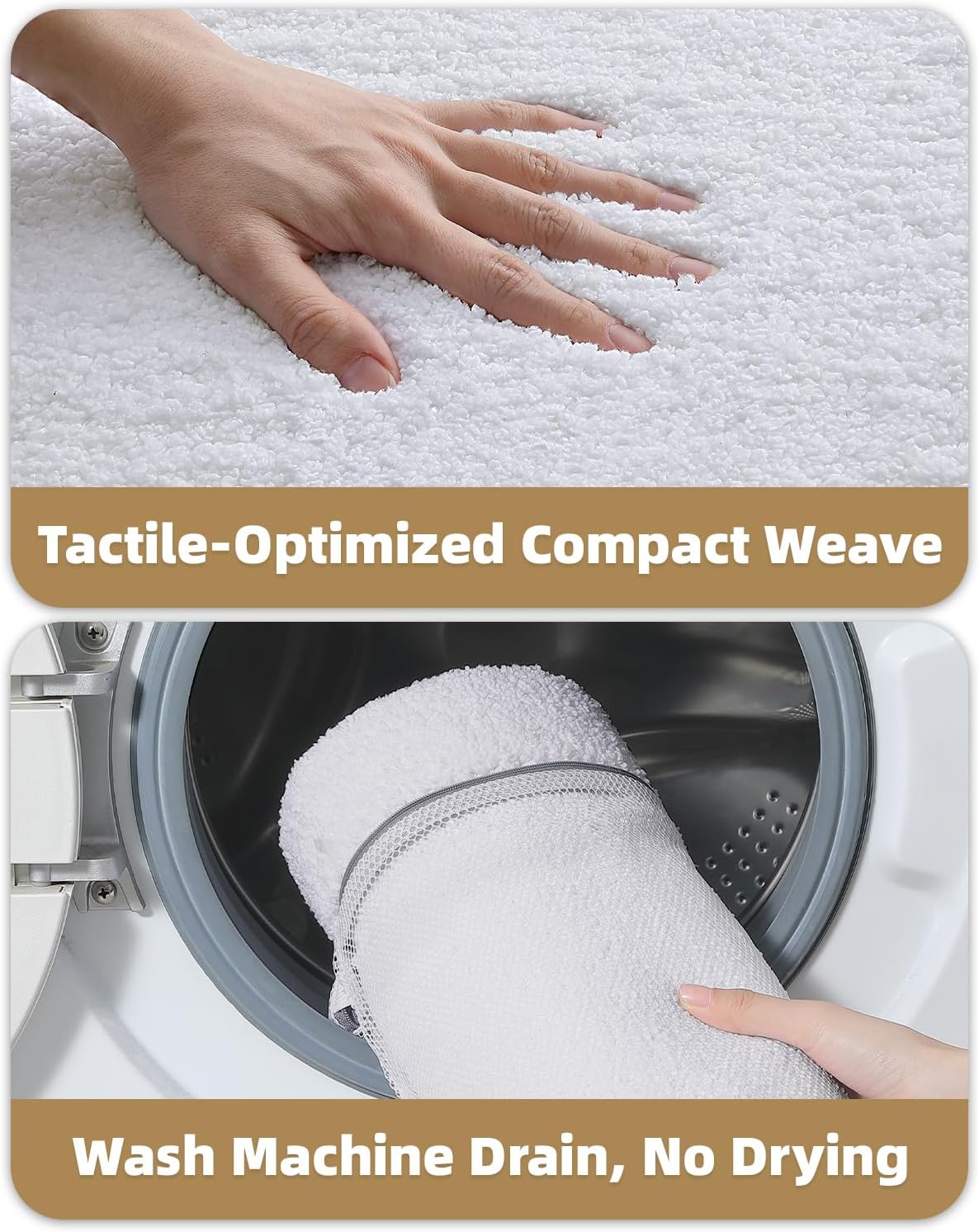 Color&Geometry White Bathroom Rugs, Non Slip, Absorbent, Soft, Washable, Thick Bath Mat, 19"x31" Small Bath Rug Bath Mats for Bathroom Floor, Shower, Sink, Vanity - Image 5