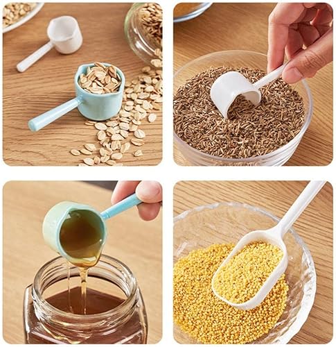 Miniatura 6 de Juego de 2 cucharas de plástico de mango largo de 0.5 onzas líquidas y 0.19 onzas líquidas para azúcar, leche en polvo, reutilizables, cucharadita