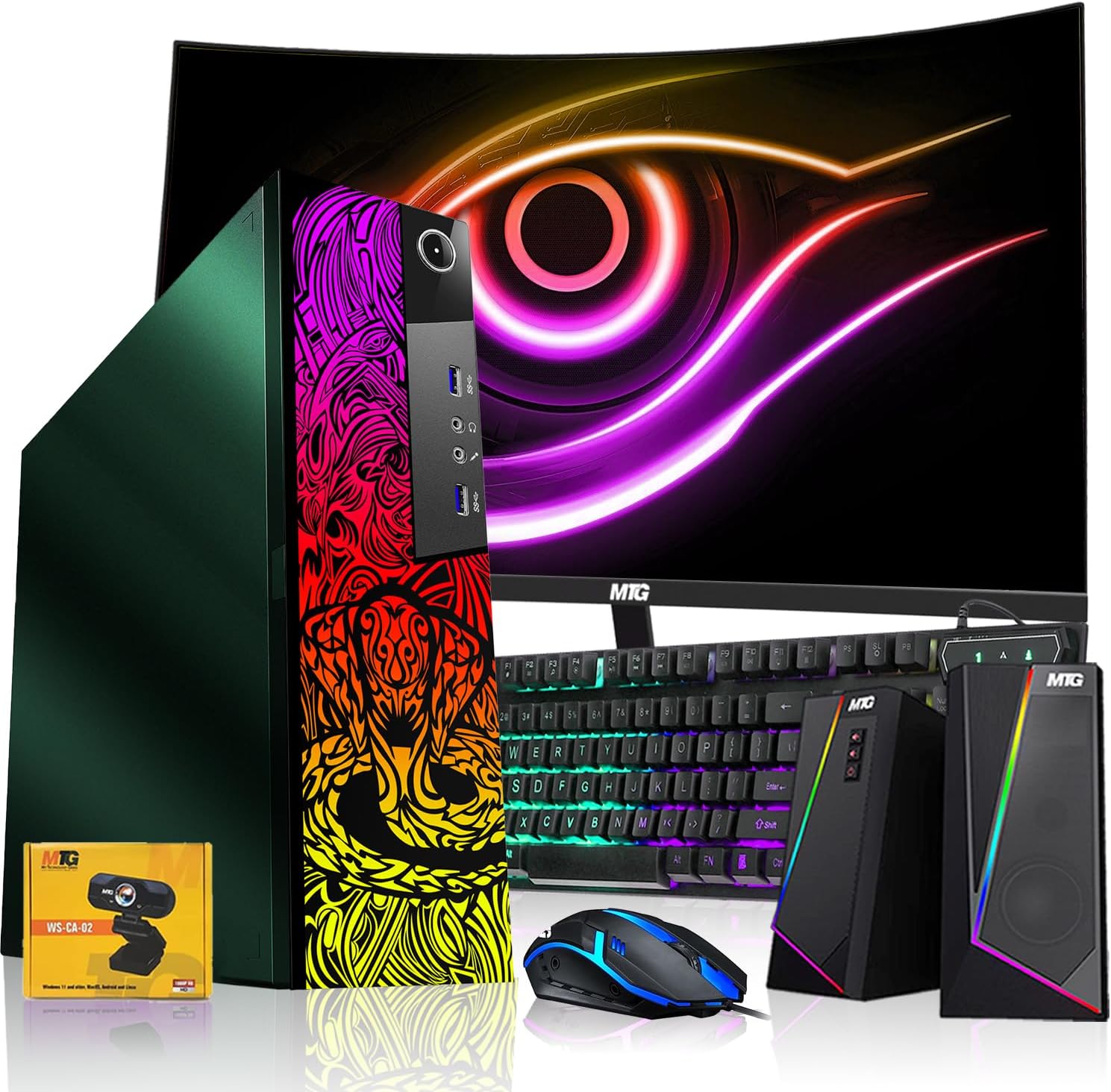 TechMagnet M83 Cobra Emerald Green Desktop – Intel Core i5 | 16GB DDR4 Ram | 512GB SSD | New 24 Inch Curved Monitor | Win 10 Pro – Computer Tower for PC Gamers (Renewed) TechMagnet M83 Cobra Emerald Green Desktop – Intel Core i5 | 16GB DDR4 Ram | 512GB SSD | New 24 Inch Curved Monitor | Win 10 Pro – Computer Tower for PC Gamers (Renewed)