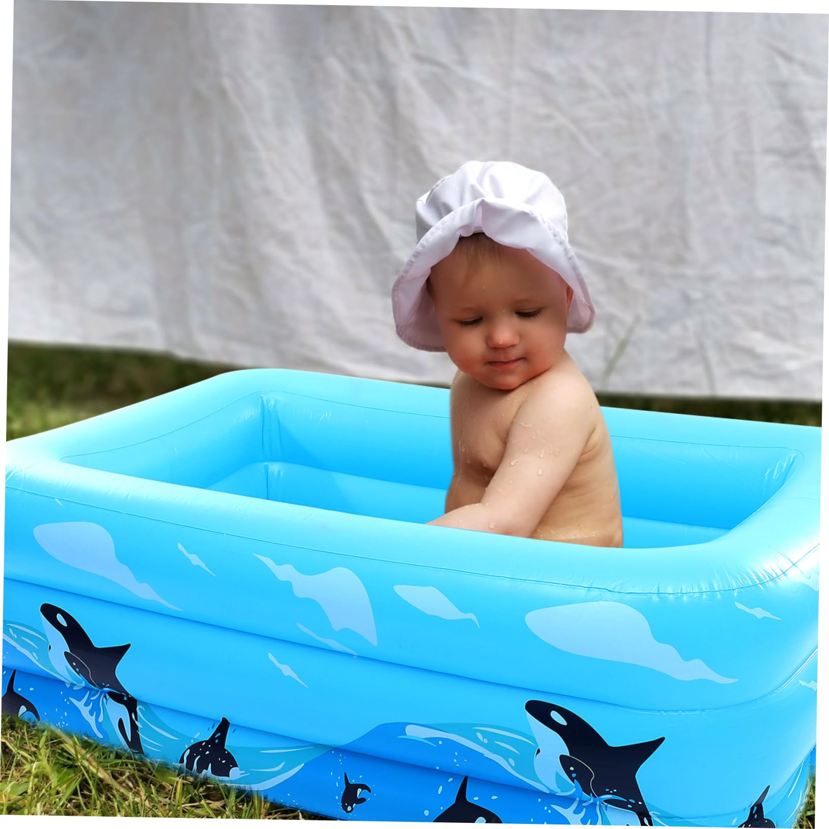 Piscina Infantil Hinchable Azul de PVC, Piscina Doméstica para Niños