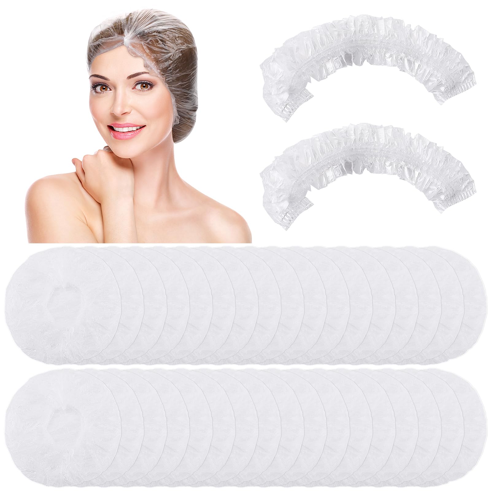 WLLHYF 100 gorros de ducha desechables impermeables para el cabello, gorros de baño elásticos gruesos de plástico transparente para spa, baño, tratamiento del cabello, hogar, hotel, viajes portátiles