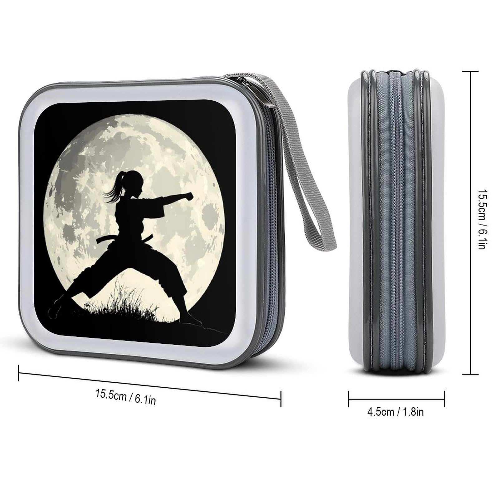 Taekwondo Girl in The Moon CD Case Plastic DVD Case Holder Wallet Disc Storage Organizer for Car Travel