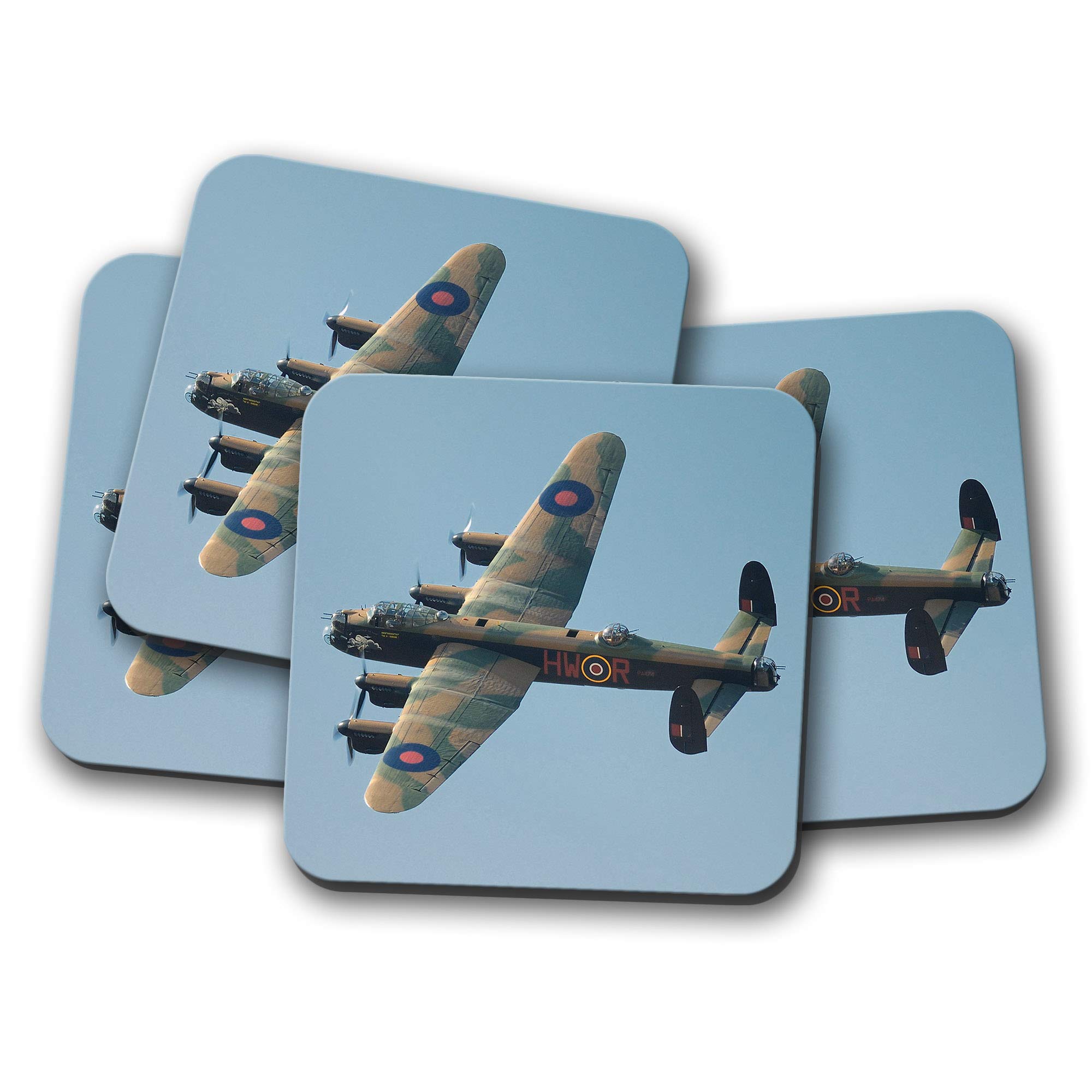 Destinationvinyl Multicolor 4 Set - Avro Lancaster Bomber Coaster - Raf Air Force Plane Dad #13086