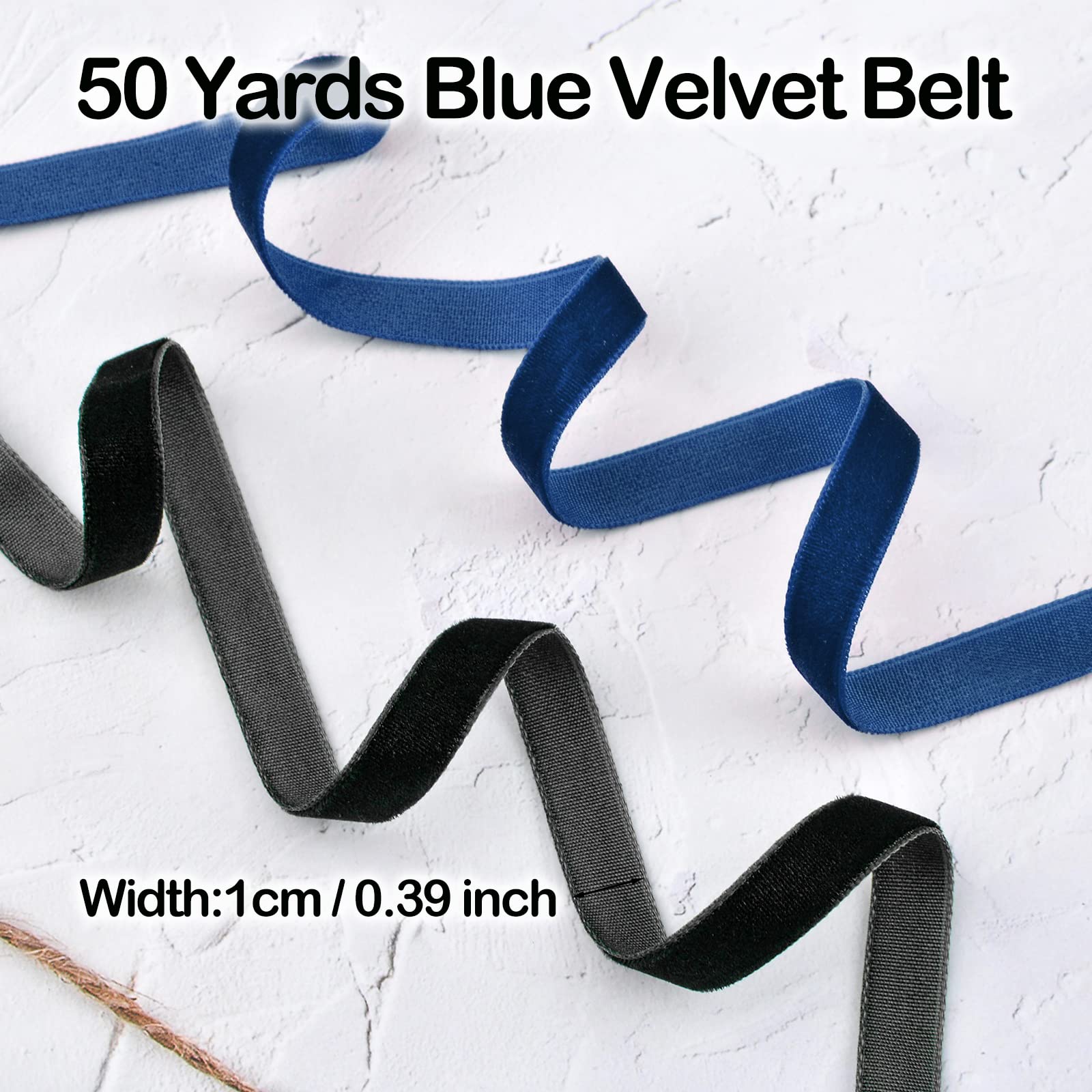 CRAFFANCY Dark Blue Velvet Ribbon - Image 2
