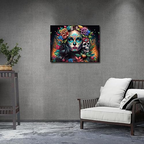 Miniatura 3 de TISHIRON Kits de pintura de diamantes para manualidades, kits de diamantes para adultos, Día de los Muertos, kits de pintura 5D para adultos, flores