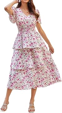 Damen Sommerkleid mit V-Ausschnitt