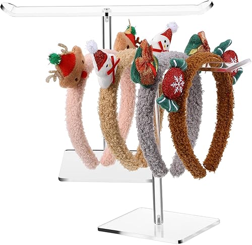 Soporte para diadema Organizador de acrílico transparente Soporte para diadema: 2 piezas de soporte de exhibición de aro para el pelo, soporte para