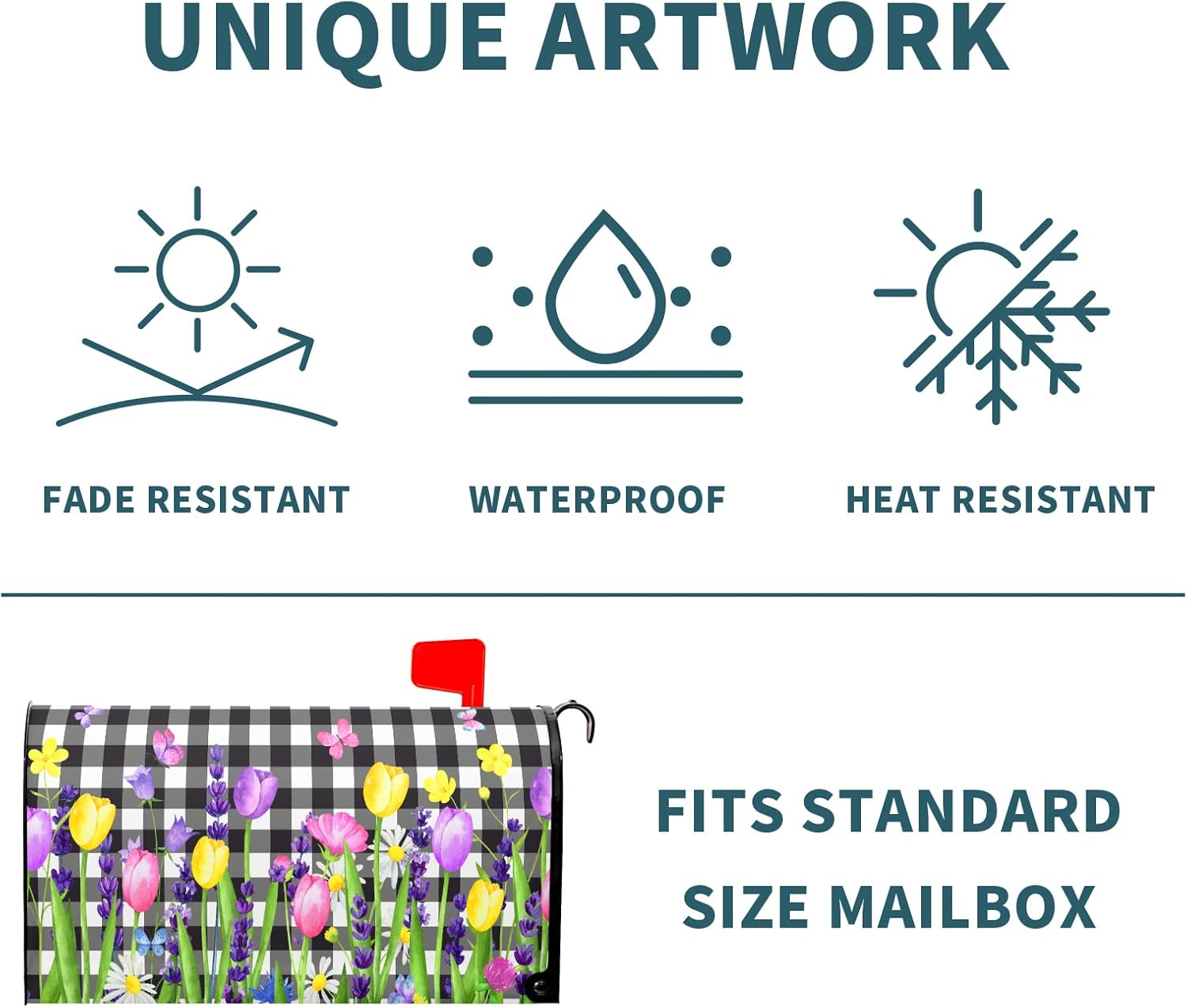 Harooni Spring Summer Flowers Magnetic Mailbox Cover Standard Size 18x21in Tulips Florals Mailbox Cover Magnetic Spring Decor Mailbox Wraps Post Letter Box Cover for Home Garden Yard Outdoor Decor