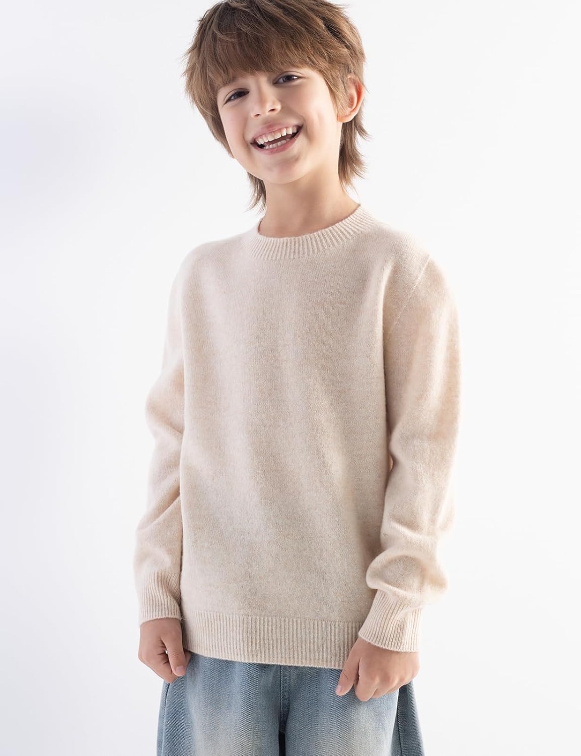Chanyarn Boys 100% Merino Wool Sweater 2025 Fall Winter First-Line Ready to Wear Crewneck Long Sleeve Seamless Knit Sweater - Image 2