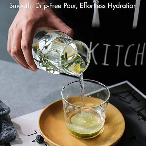 Miniatura 4 de YOUEON 2 Sets 17 Oz Bedside Water Carafe and Glass Set, Nightstand Water Pitcher with Cup Lid, Juice & Mouthwash Bottle for Kitchen, Bedroom or