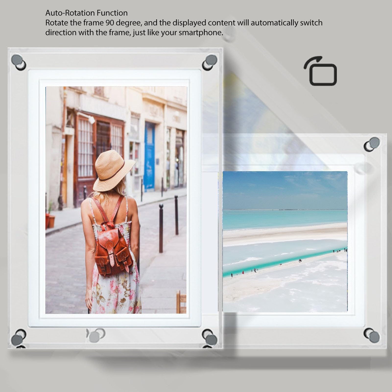 Zerodis Cornice per Foto Digitale Touch Screen WiFi da 10,1 Pollici Dispositivo Intelligente in Acrilico Memoria da 32 GB per Ricordi di Famiglia